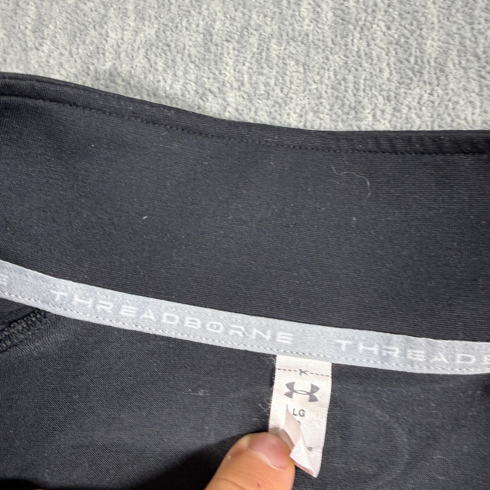 Under Armour Shirt‎ Womens L Black Threadborne HeatGear 1/2 Zip Pullover Running - Picture 3 of 6